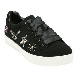 Libby Edelman Cece Black Low Top Lace Up Rhinestone Sneakers Size 11